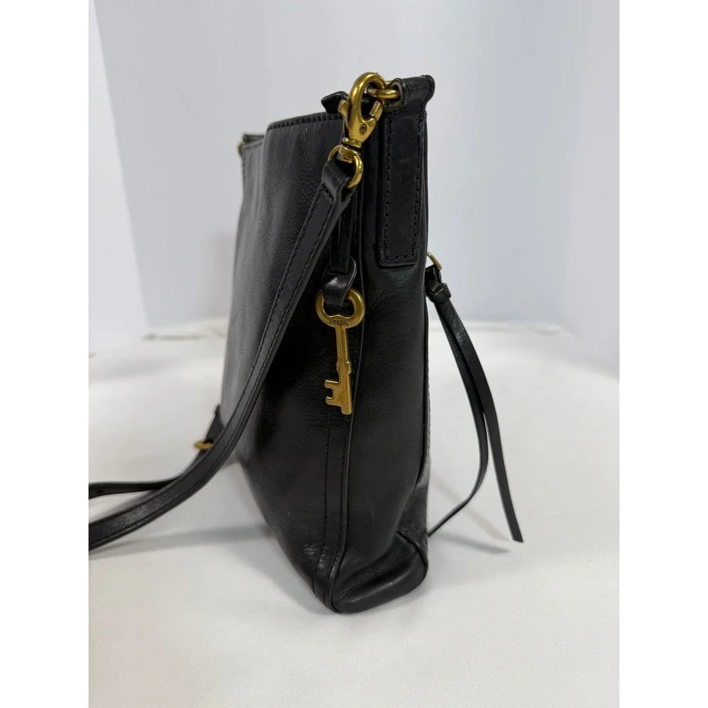 Fossil Black Leather Crossbody Bag ZB5403 Maya Small Hobo Messenger Bag